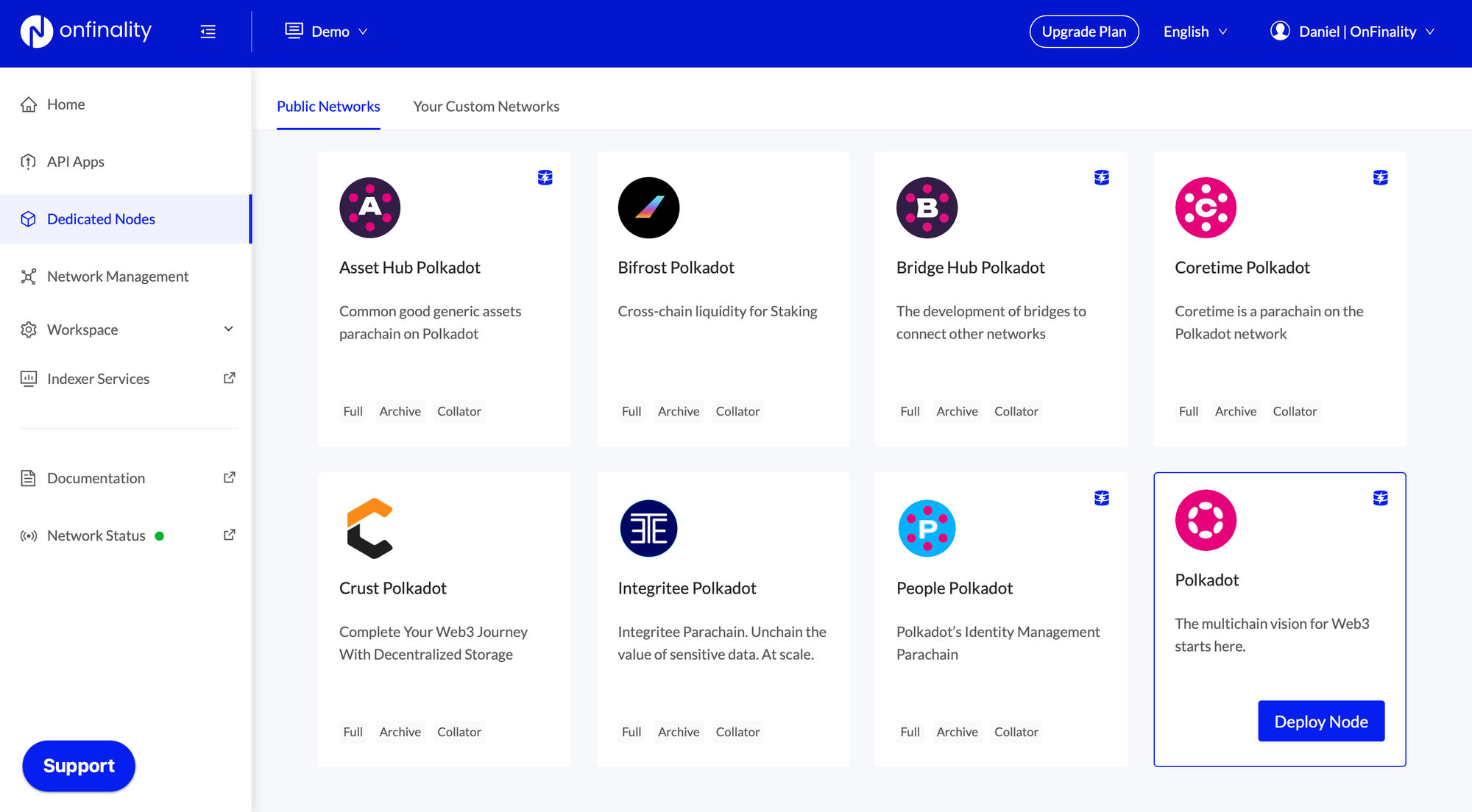 Deploy Polkadot Validator in OnFinality | Select Network