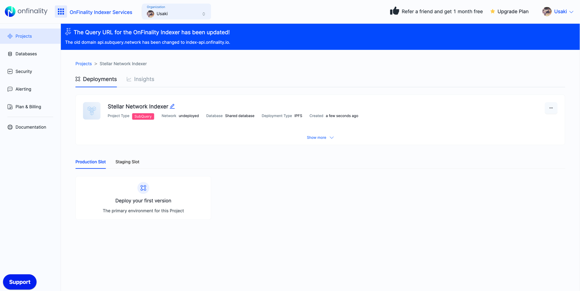 Deploy a Stellar Indexer with OnFinality | Deploy first Version