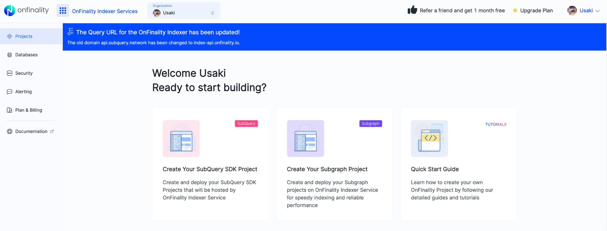 OnFinality Indexer Service - Create Project