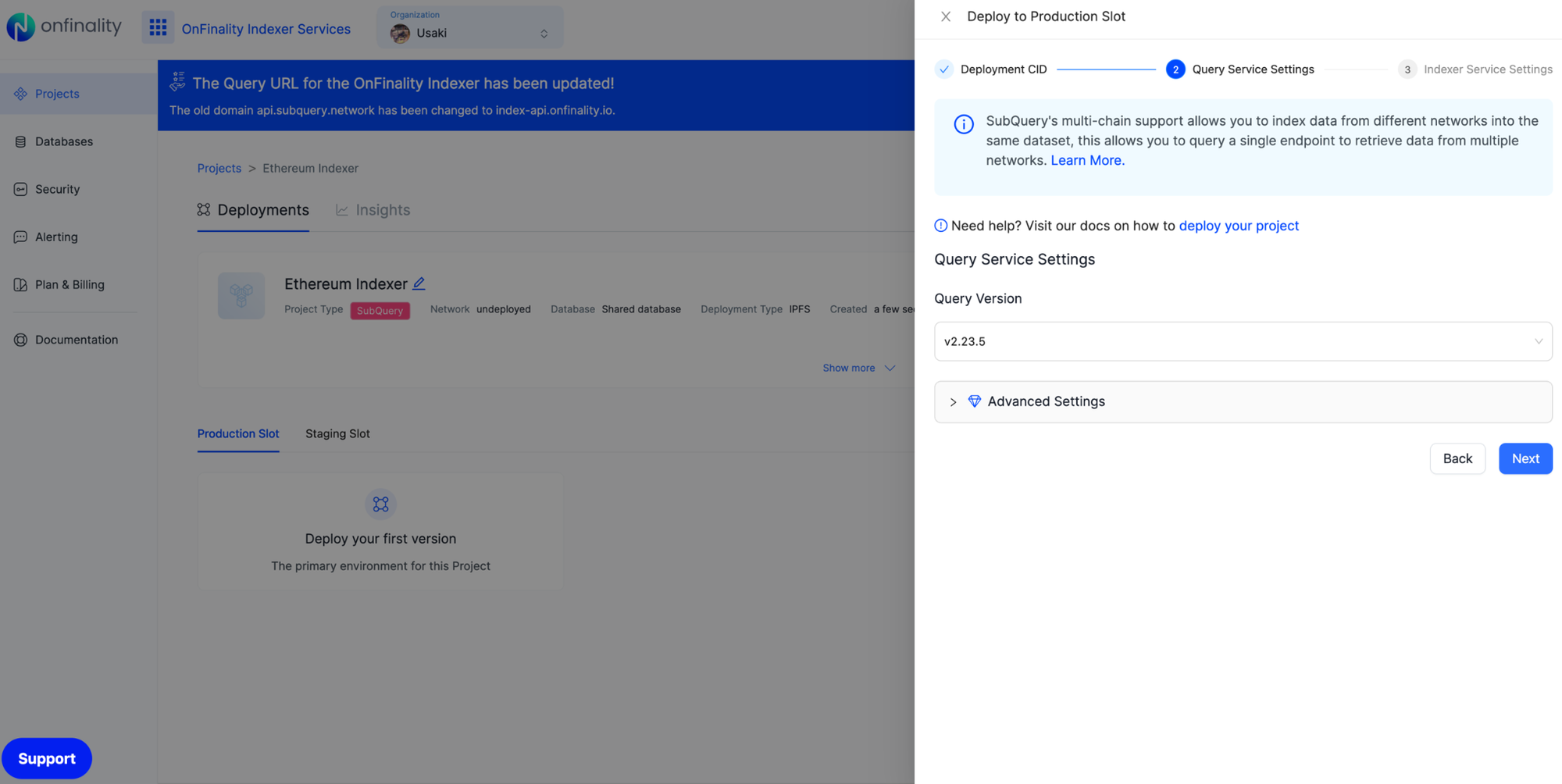 OnFinality Indexer Service - Deploy ethereum query service