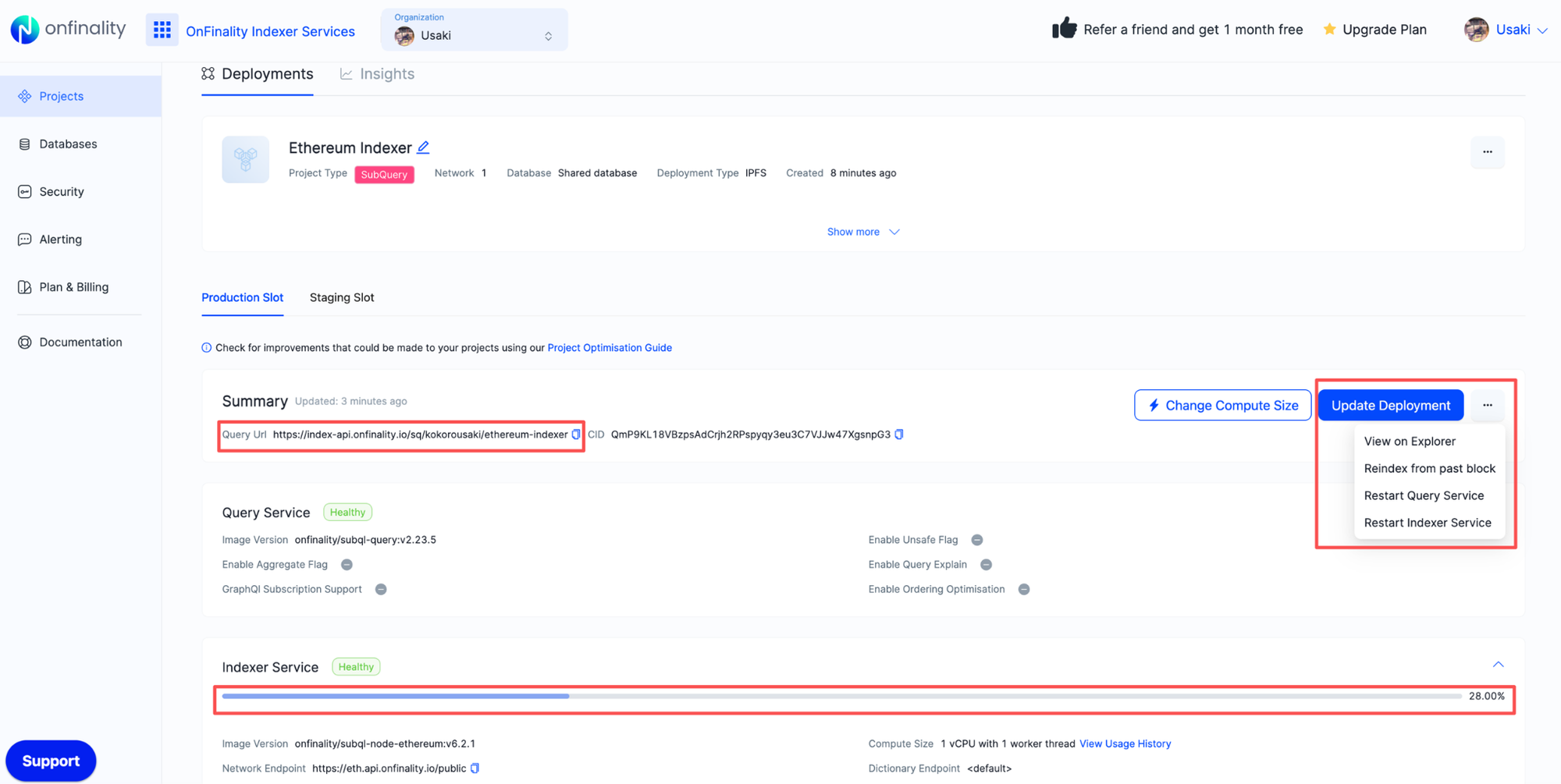 OnFinality Indexer Service - Connect to your etheruem project