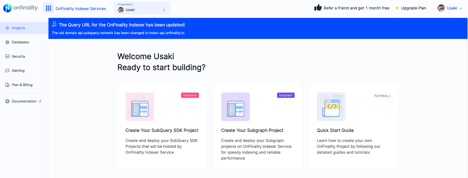 OnFinlaity Indexer Servies - Landing Page