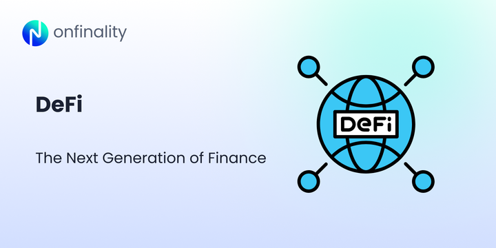 DeFi illustration with global network icon representing decentralized finance as the next generation of finance.