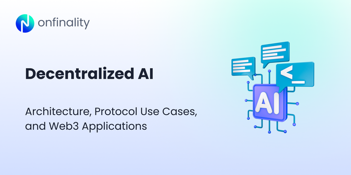 Hero image illustrating decentralized AI architecture for Web3, showing AI agents, protocols, and infrastructure layers.