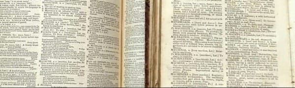 Samuel Johnson's Folio and Abridged dictionaries together by Jkarjalainen (2014) from https://commons.wikimedia.org/wiki/File:Johnson_Folio_and_Abridged_dictionaries.JPG