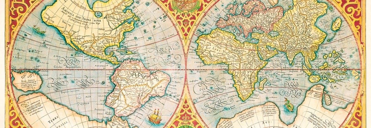 1637 world map by Gerhard Mercator, via the New York Public Library, via rawpixel
