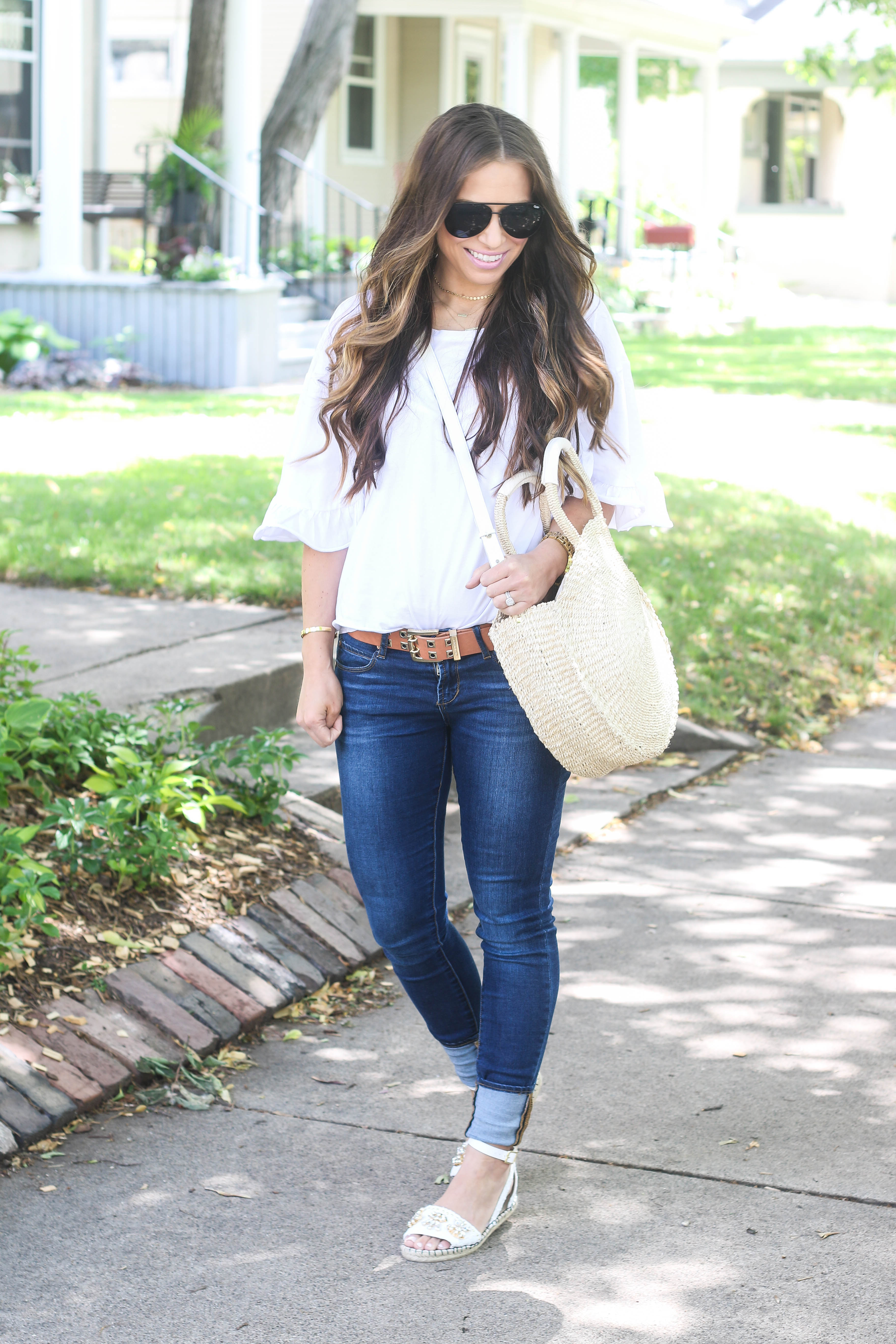 Casual White Ruffle T