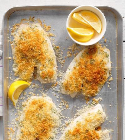 Crispy Dill Tilapia with Broccoli & Angel Hair Pasta