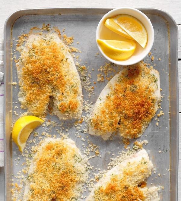 Crispy Dill Tilapia with Broccoli & Angel Hair Pasta