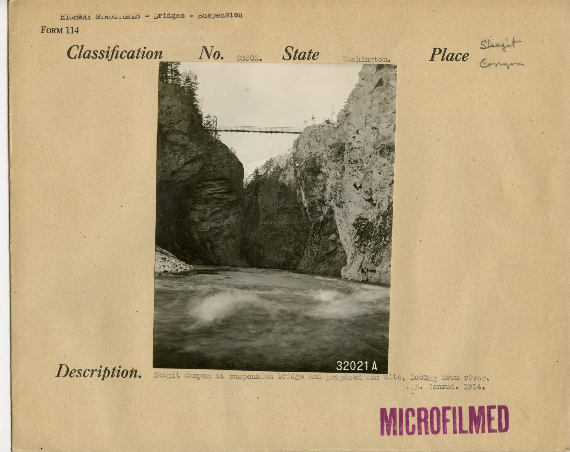 suspension bridge in narrow river canyon