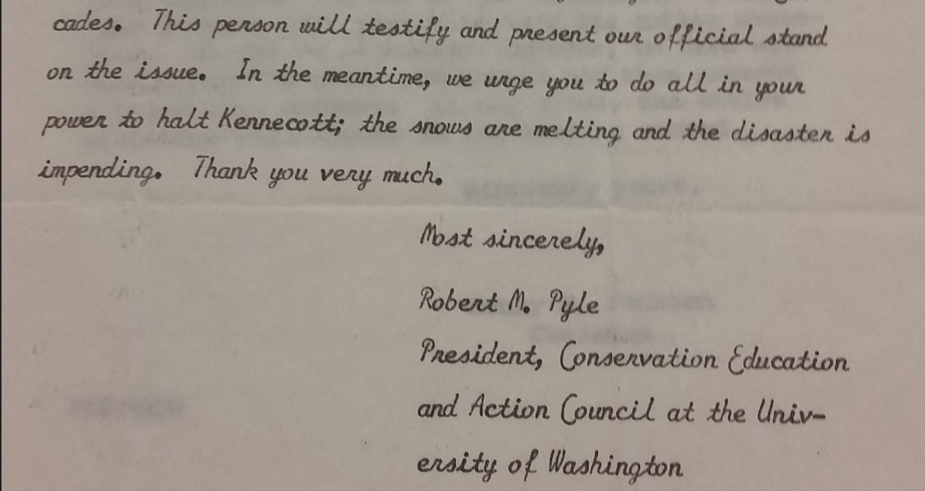 letter from Pyle