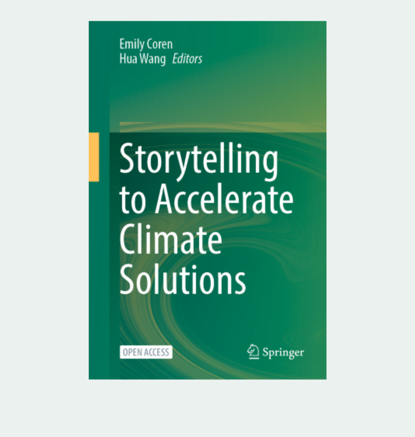 Front cover of "Storytelling to Accelerate Climate Solutions" (Springer Nature, 2024)