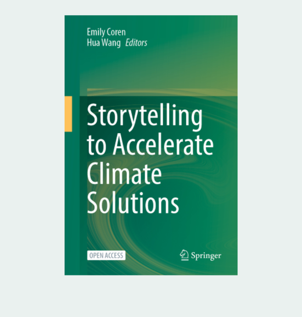 Front cover of "Storytelling to Accelerate Climate Solutions" (Springer Nature, 2024)