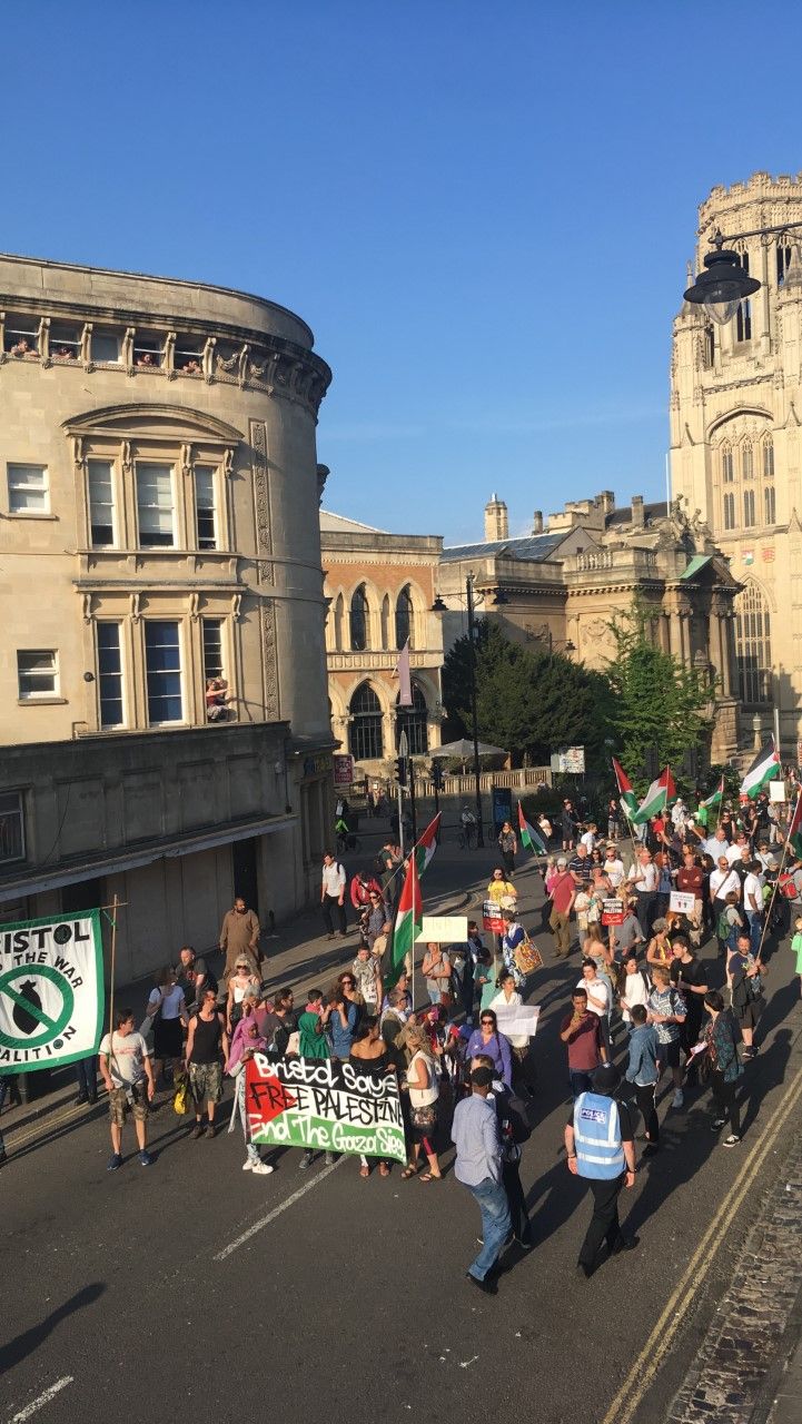 Students take part in march: 'Bristol Protests the massacre of Palestinians! 70 years of Nakba'