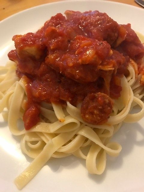 Chicken & chorizo tagliatelle recipe
