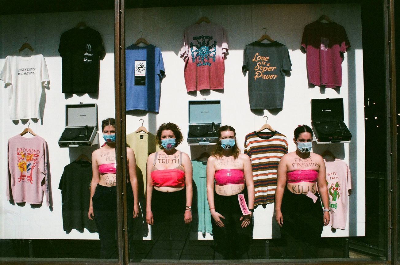 Extinction Rebellion student activists protest ‘fast fashion’