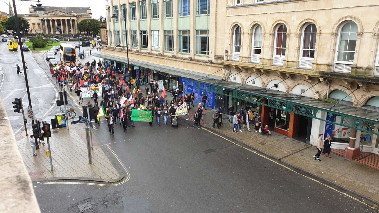 Marchers block roads near Triangle protesting Turkish military action