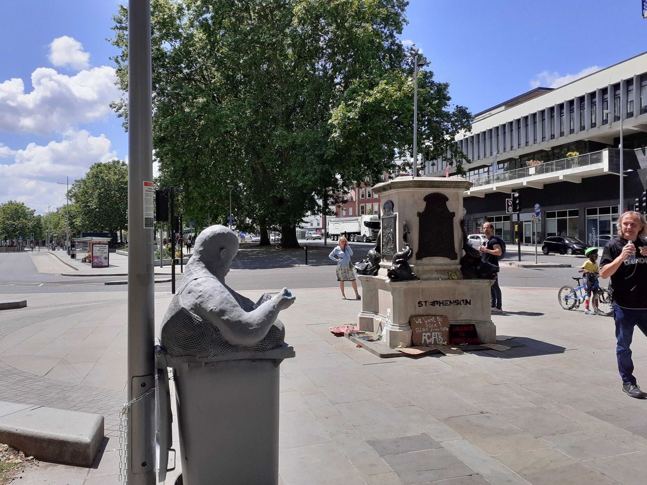 Mystery statue erected by Edward Colston plinth in city centre