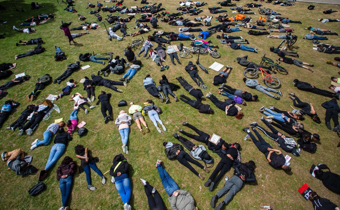Black Lives Matter demonstrators hold moving tribute on College Green