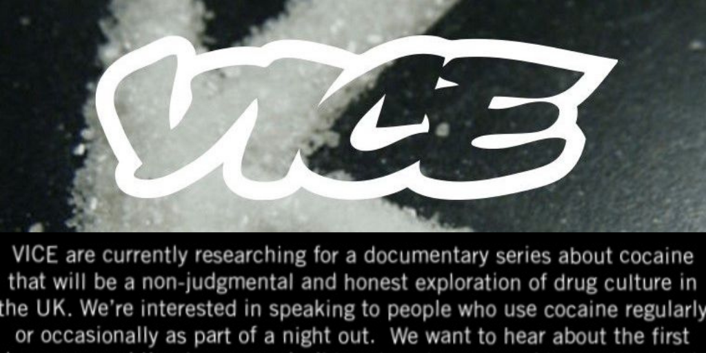 VICE seeking students for documentary on ‘non-judgmental and honest exploration’ of cocaine use