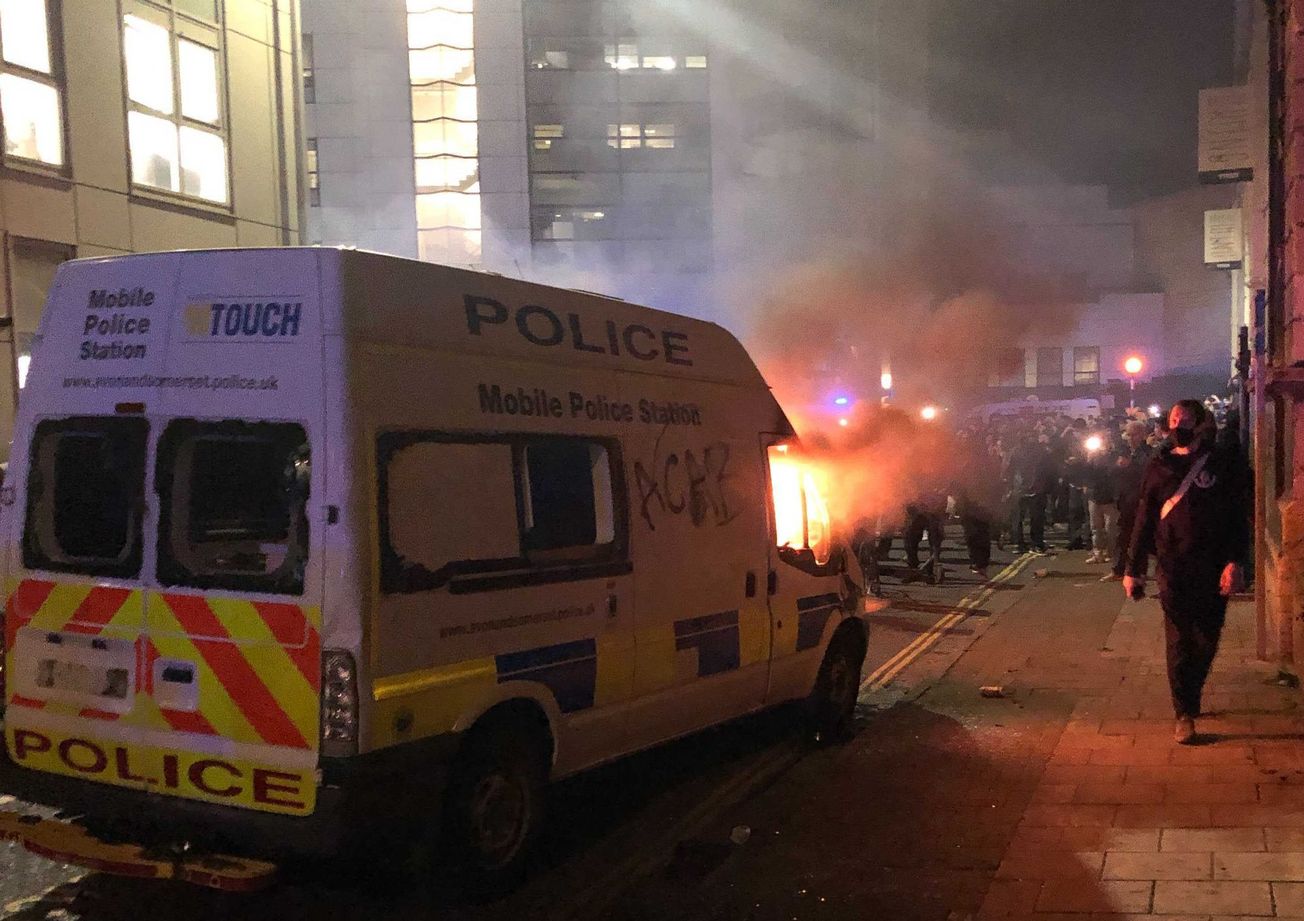 Bristol ‘Kill The Bill’ protest turns violent as protesters set fire to police vehicle