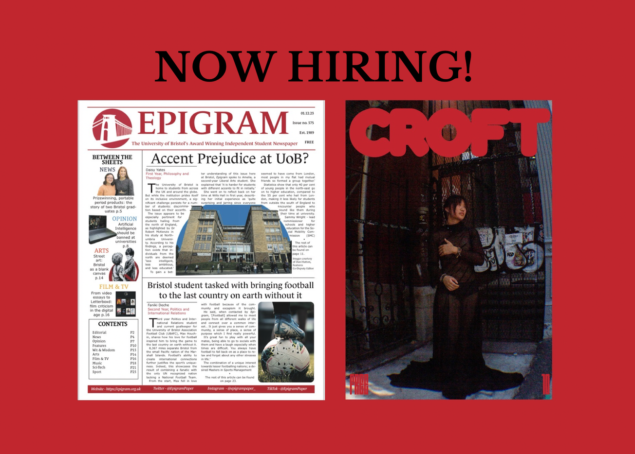 Epigram and The Croft are now hiring for their 2024/25 Senior Teams