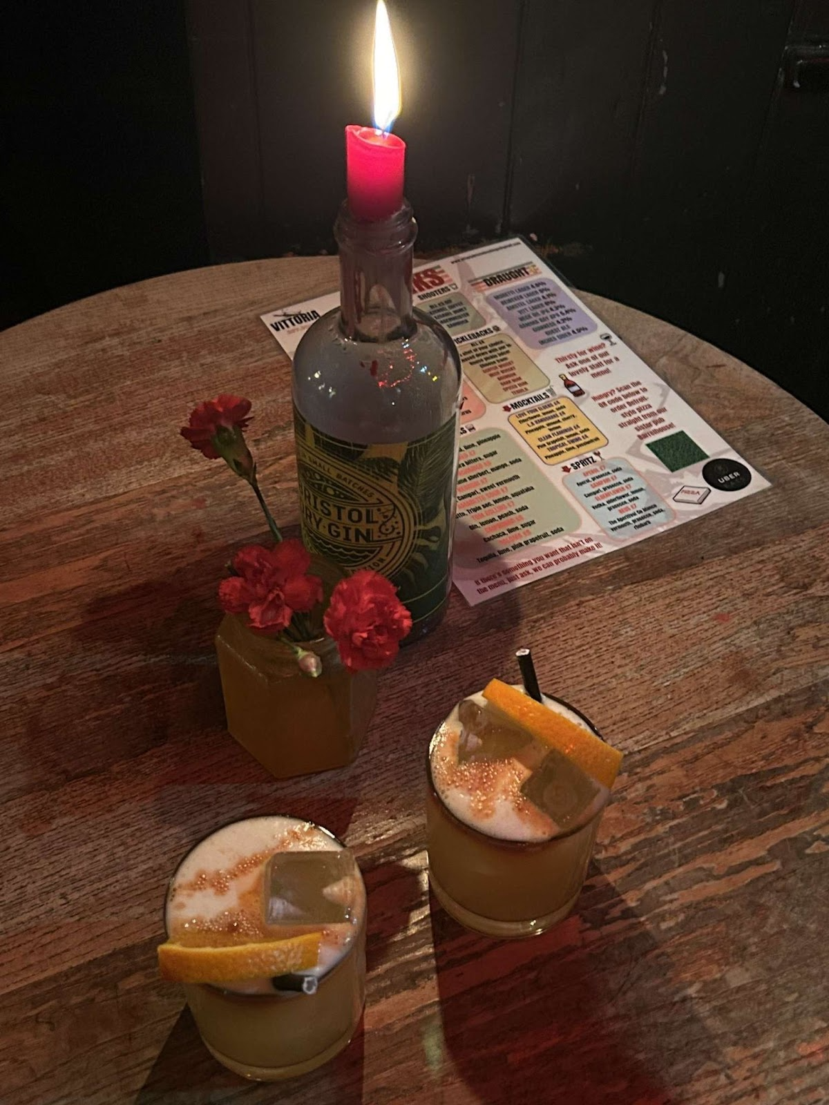 two cocktails with orange slices from Vittoria on Whiteladies Road