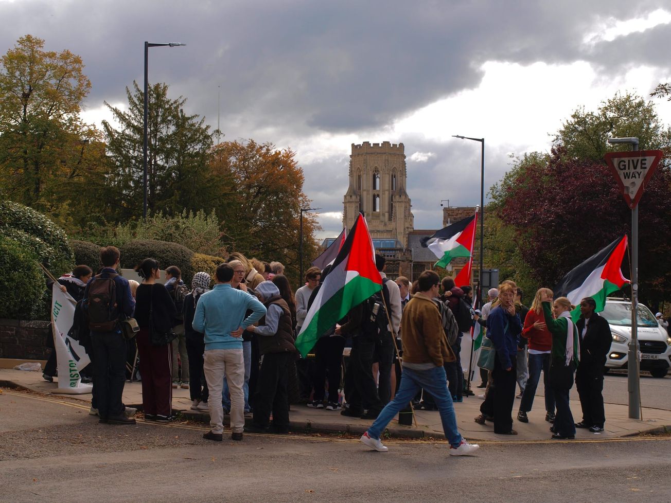 Students outside Senate protest University's '£75m' ties to defence companies supplying  Israel