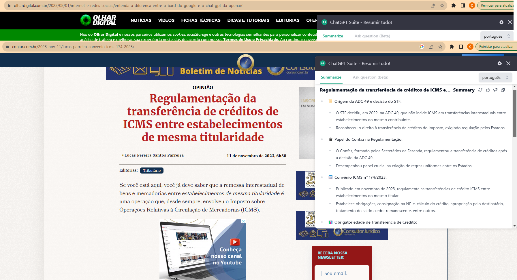 Na imagem: demonstração do uso do ChatGPT Suite