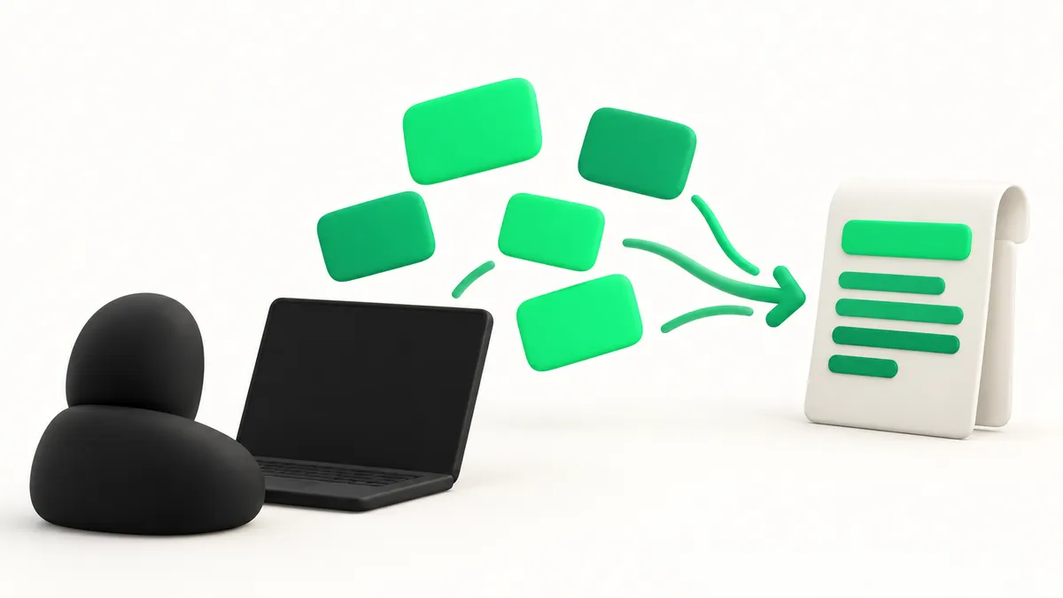 A business owner turns an article brief into a blog article through an AI marketing workflow.
