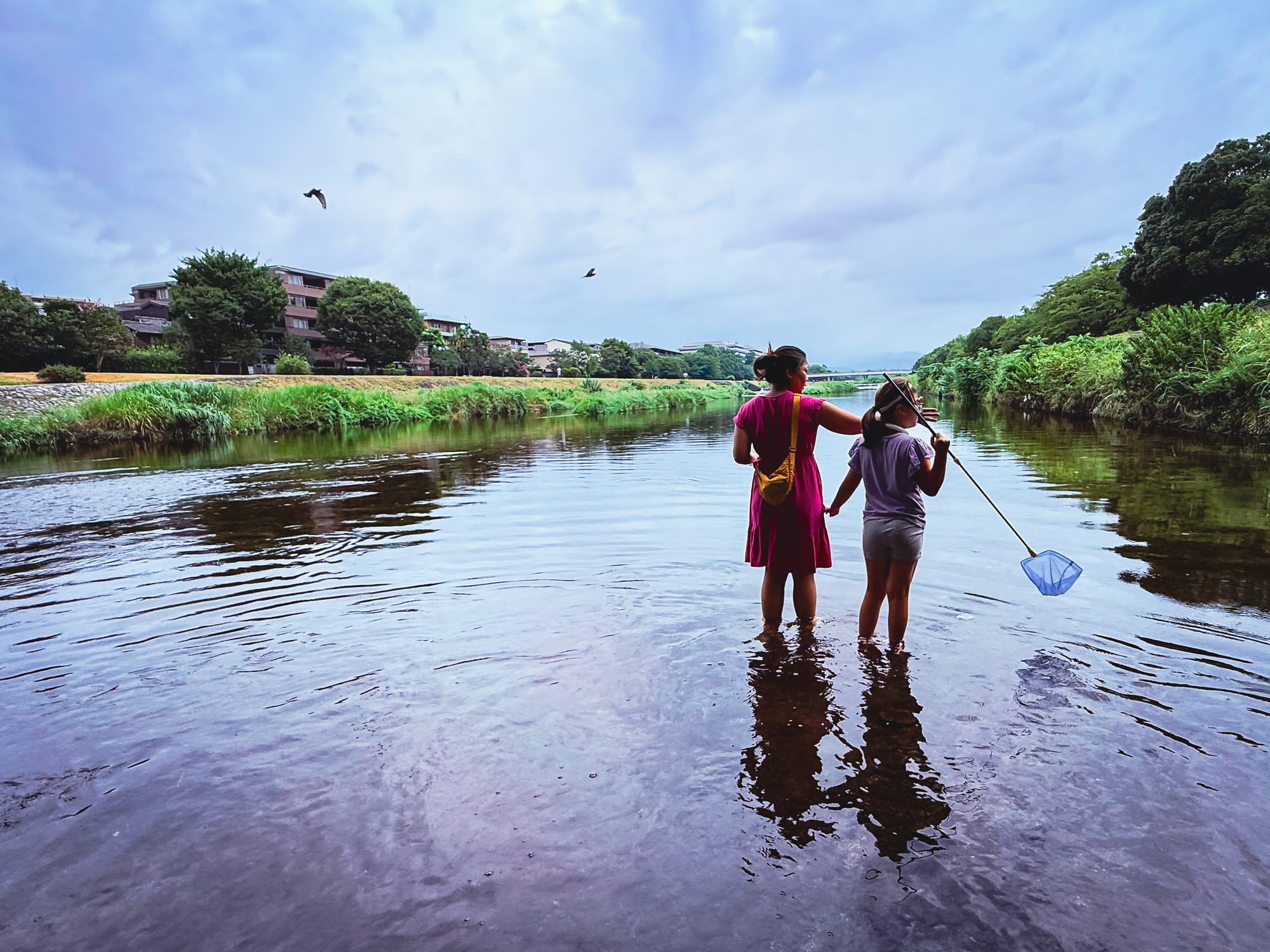 Wading with my daughter in Kyoto's Kamo River