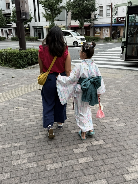 Ryoko Arnwine's daughter wearing a yukata at Seimei Shrine