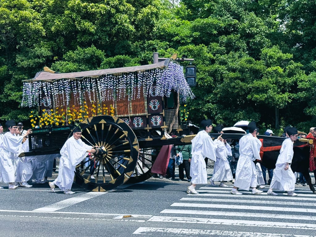 The Aoi Matsuri procession traveling through central Kyoto