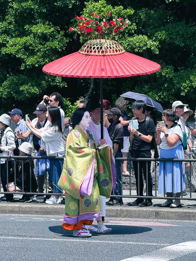 The Aoi Matsuri procession traveling through central Kyoto