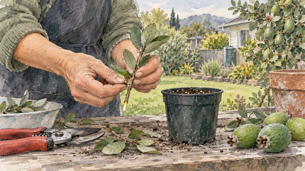 Growing feijoas from cuttings: a patient start for a New Zealand garden