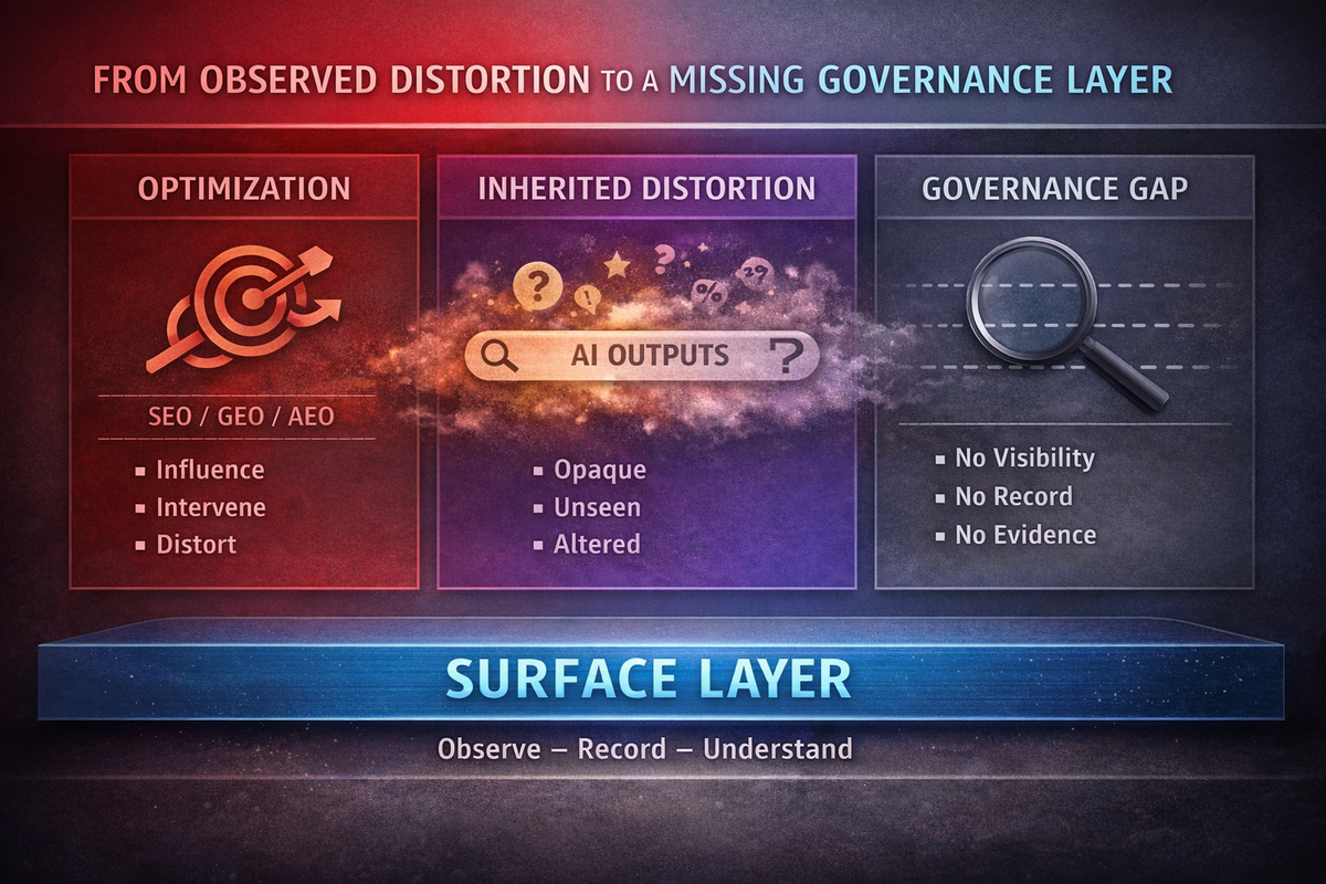 From Observed Distortion to a Missing Governance Layer