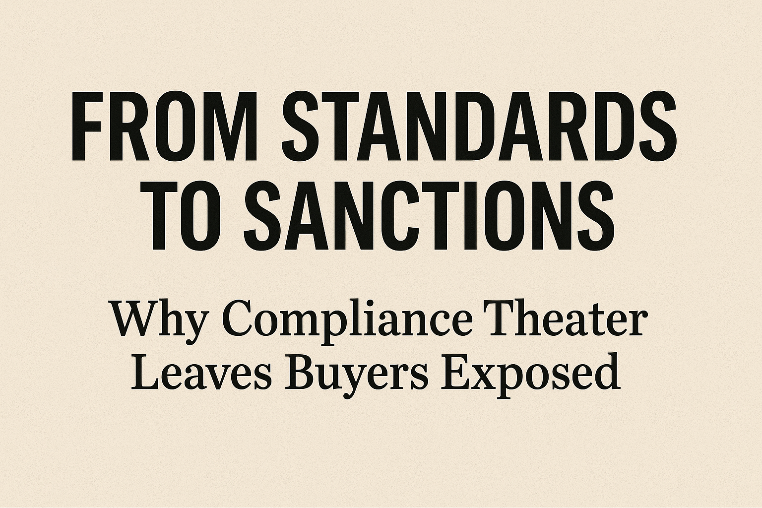 From Standards to Sanctions: Why Compliance Theater Leaves Buyers Exposed