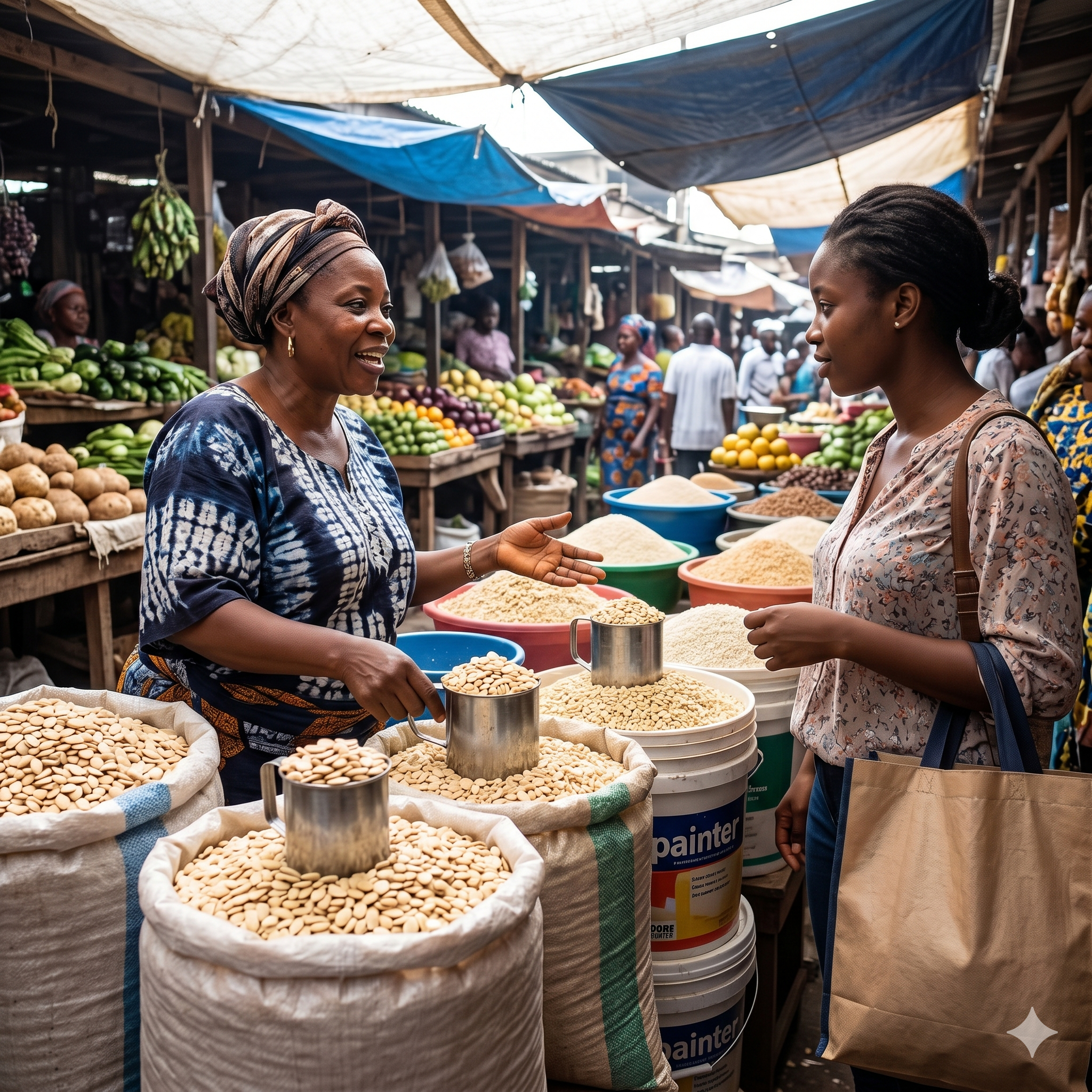 Lady buying unprocessed food from the market