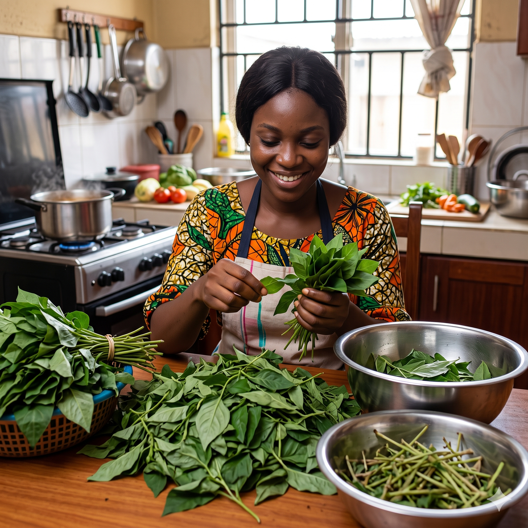 Lady picking fresh vegetables