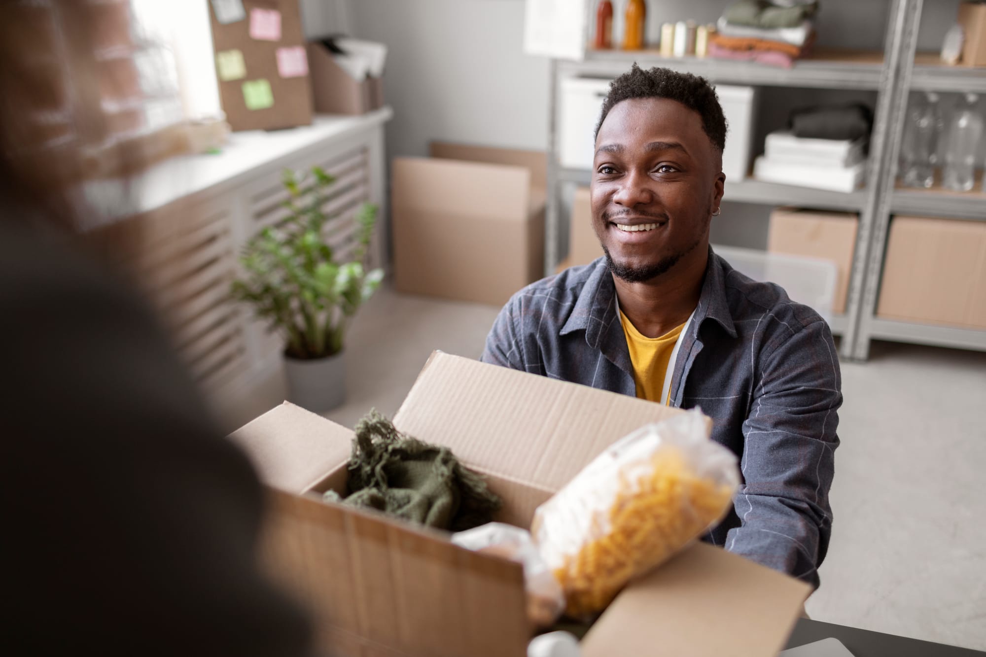 Man receiving deliveries