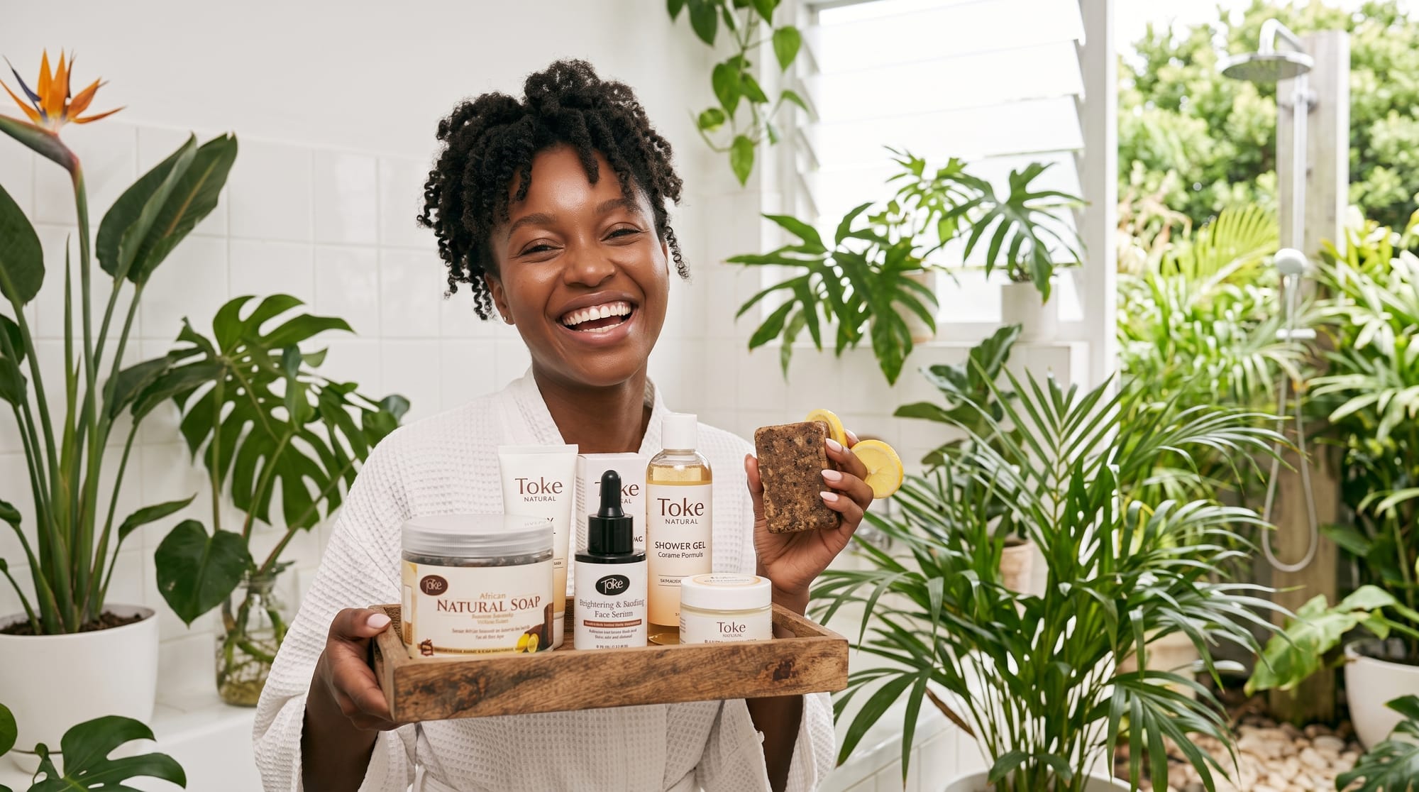Lady holding African Black Soap