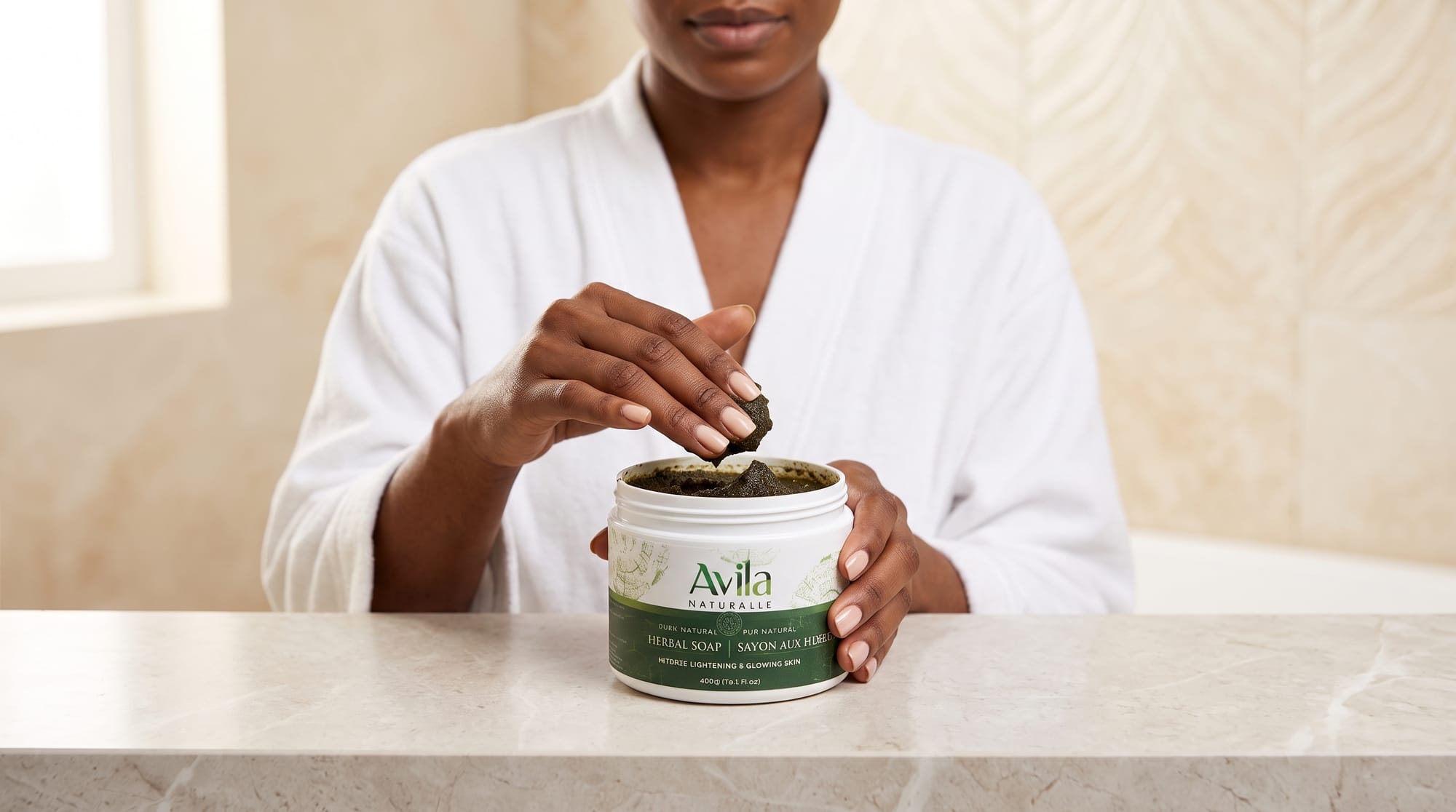 Lady using Avila African Black Soap