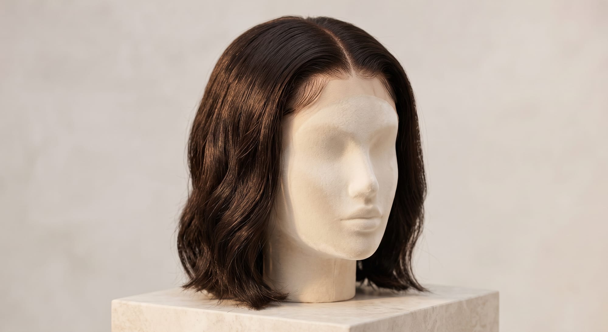 Human hair wig on mannequin