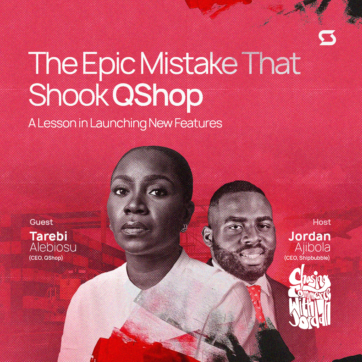Poster image featuring Tarebi Alebiosu of QShop and Jordan Ajibola of Shipbubble.