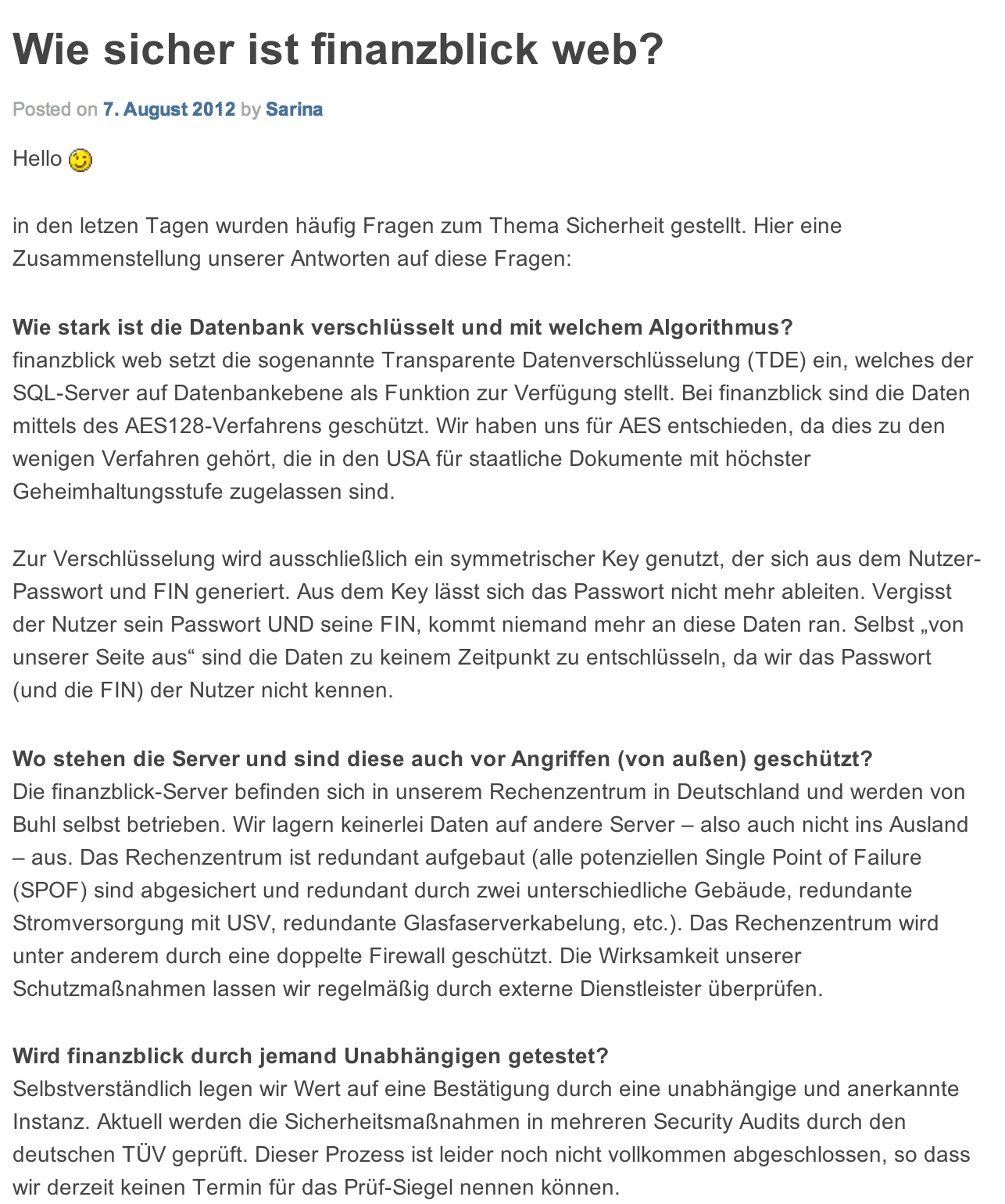 Sicherheit von finanzblick