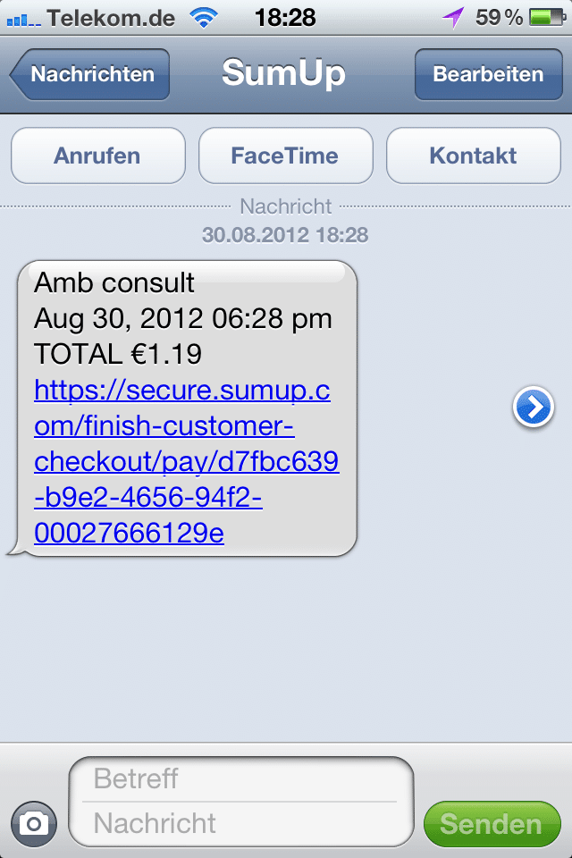 SMS mit Link sumup