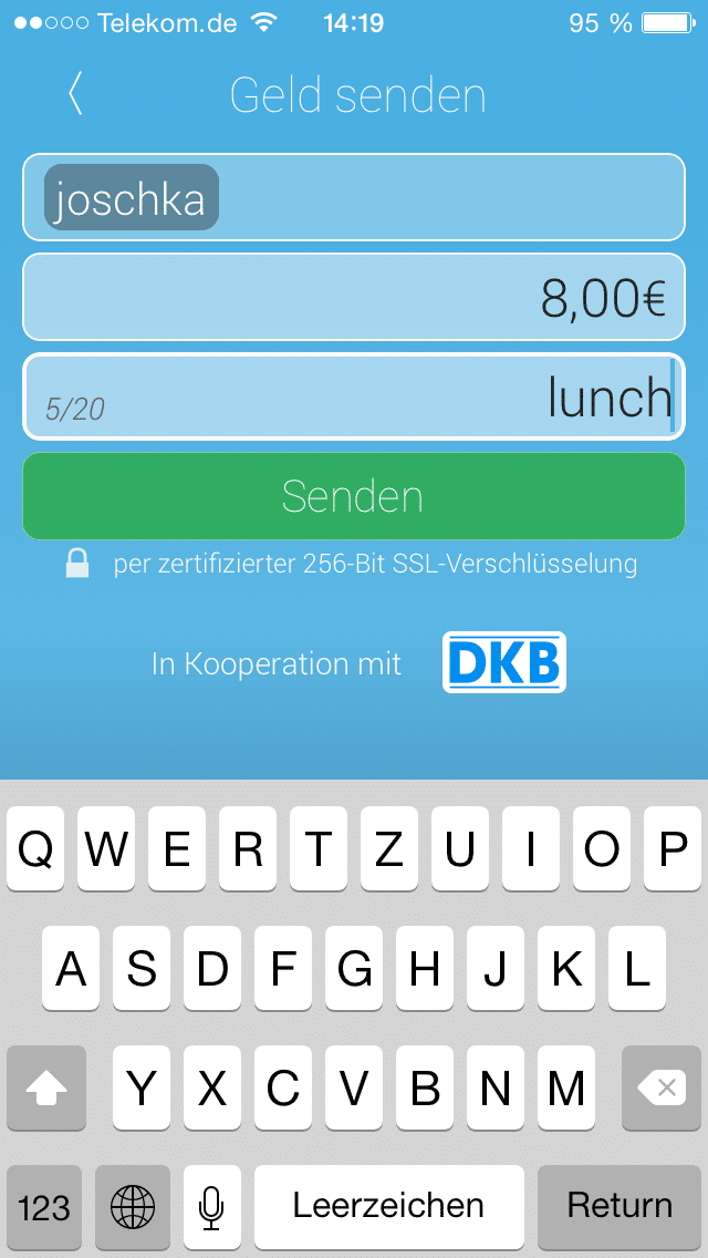 Cringle Geld senden oder anfordern
