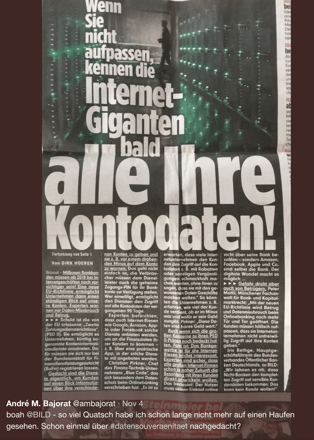 DaBild Schlagzeile: Das Geschäft mit der Angst und den Kontodatens Geschäft mit der Angst und den Kontodaten