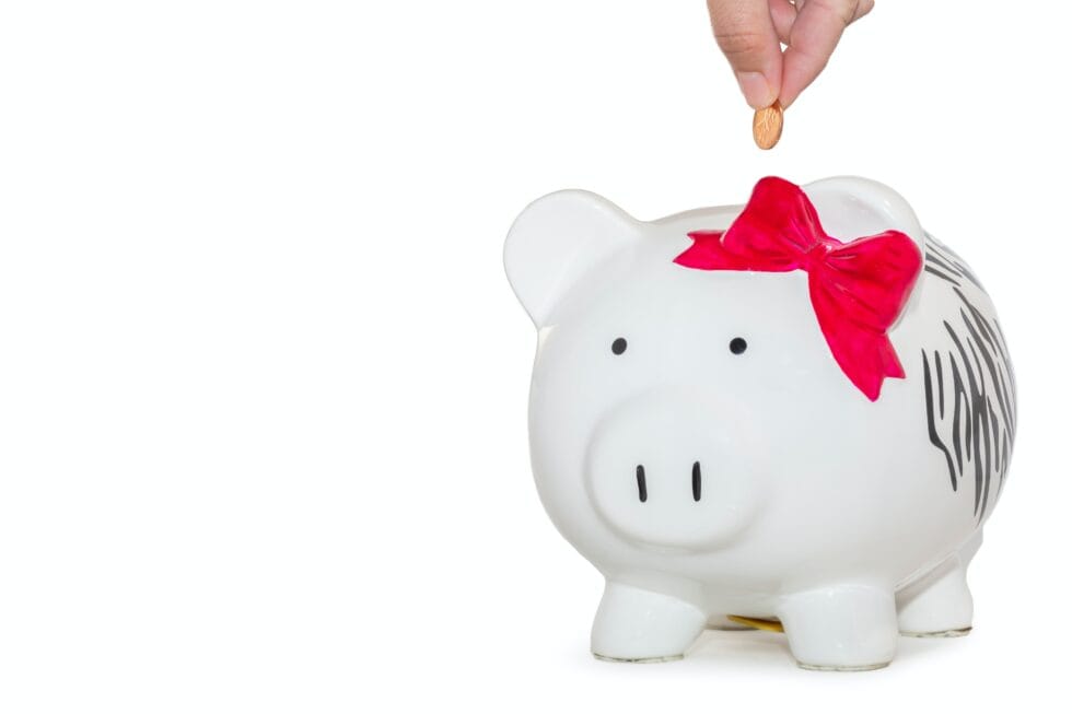 white ceramic piggy bank