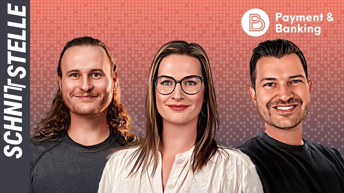 Julian Prüfer, Sarah Schütz und Marvin Vortkamp – die Hosts des neuen Payment & Banking Podcasts Schnittstelle